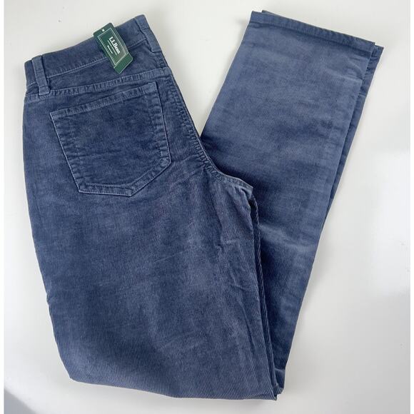 LL Bean Corduroy Pants Womens 6 Reg Favorite Fit Gray Cords Straight Leg 5 pocke - Picture 1 of 14